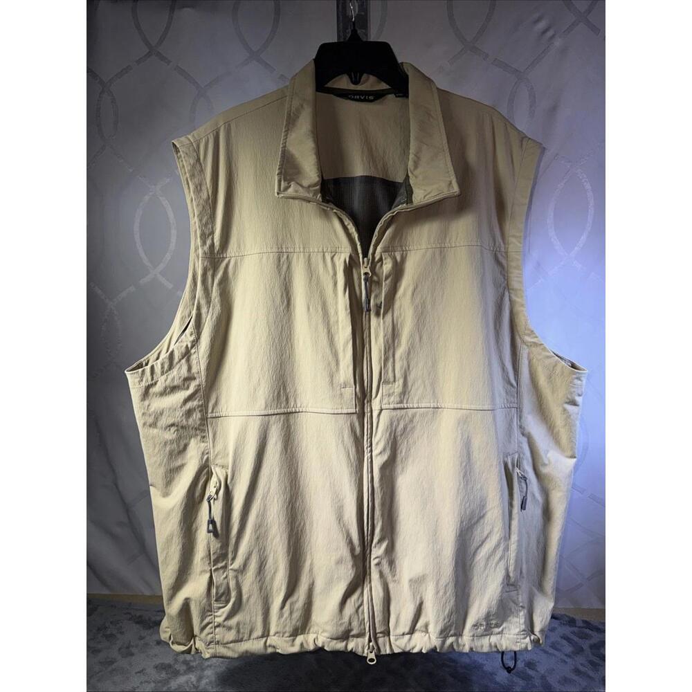 Orvis Mens Large Zipper Khaki Vest XXL